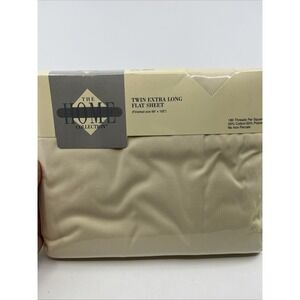 Vtg Twin Extra‎ Long Flat Sheet Light Camel JC Penney USA NWT 66" X 102"